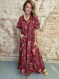 Floral Pomegranate Dress | Sunshine Tienda