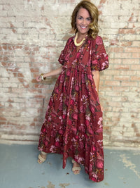 Floral Pomegranate Dress | Sunshine Tienda
