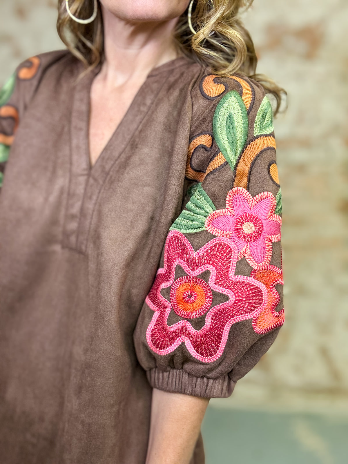 THML Audra Embroidered Sleeve Dress