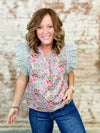 Maelynn Floral + Stripe Ruffly Top - FINAL SALE