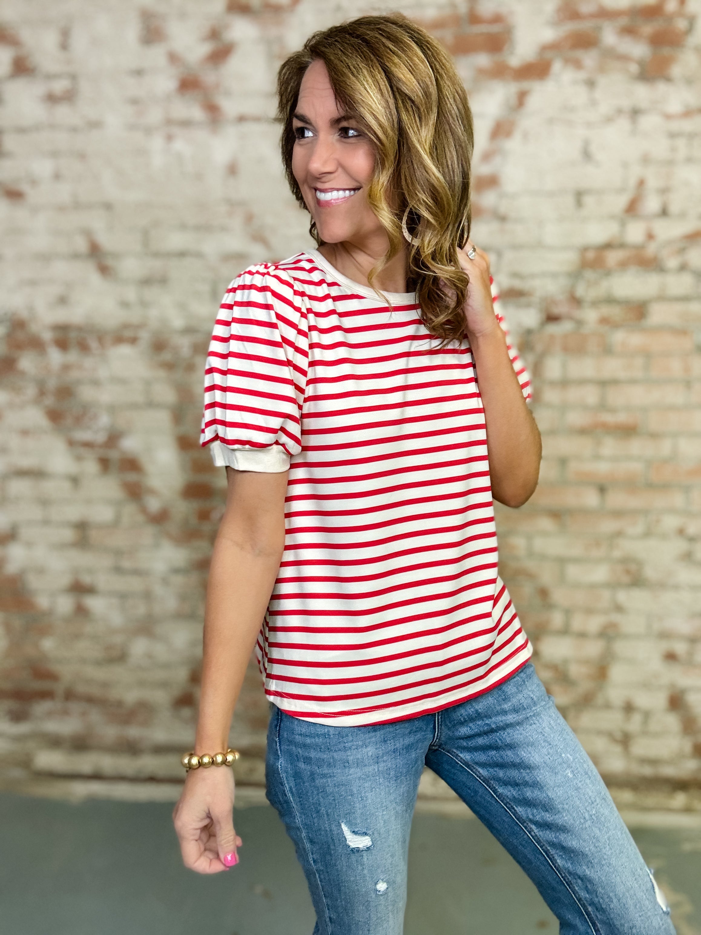 Connie Red Stripe Top