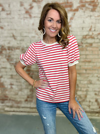 Connie Red Stripe Top