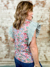 Maelynn Floral + Stripe Ruffly Top - FINAL SALE