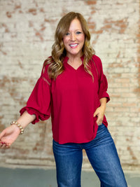 Scarlett Solid Lace Trim Top