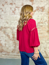 Scarlett Solid Lace Trim Top
