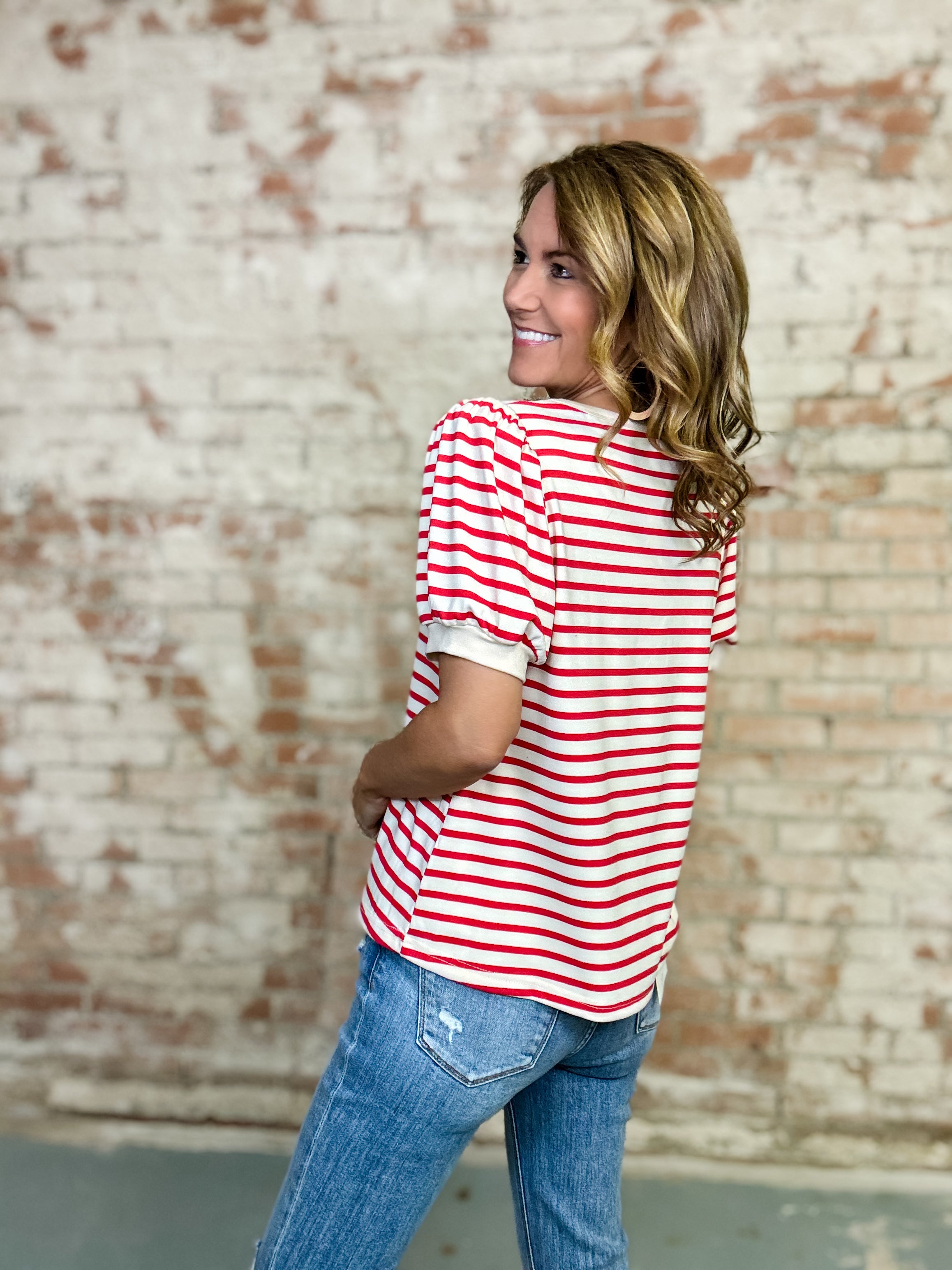 Connie Red Stripe Top
