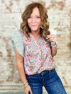 Maelynn Floral + Stripe Ruffly Top - FINAL SALE