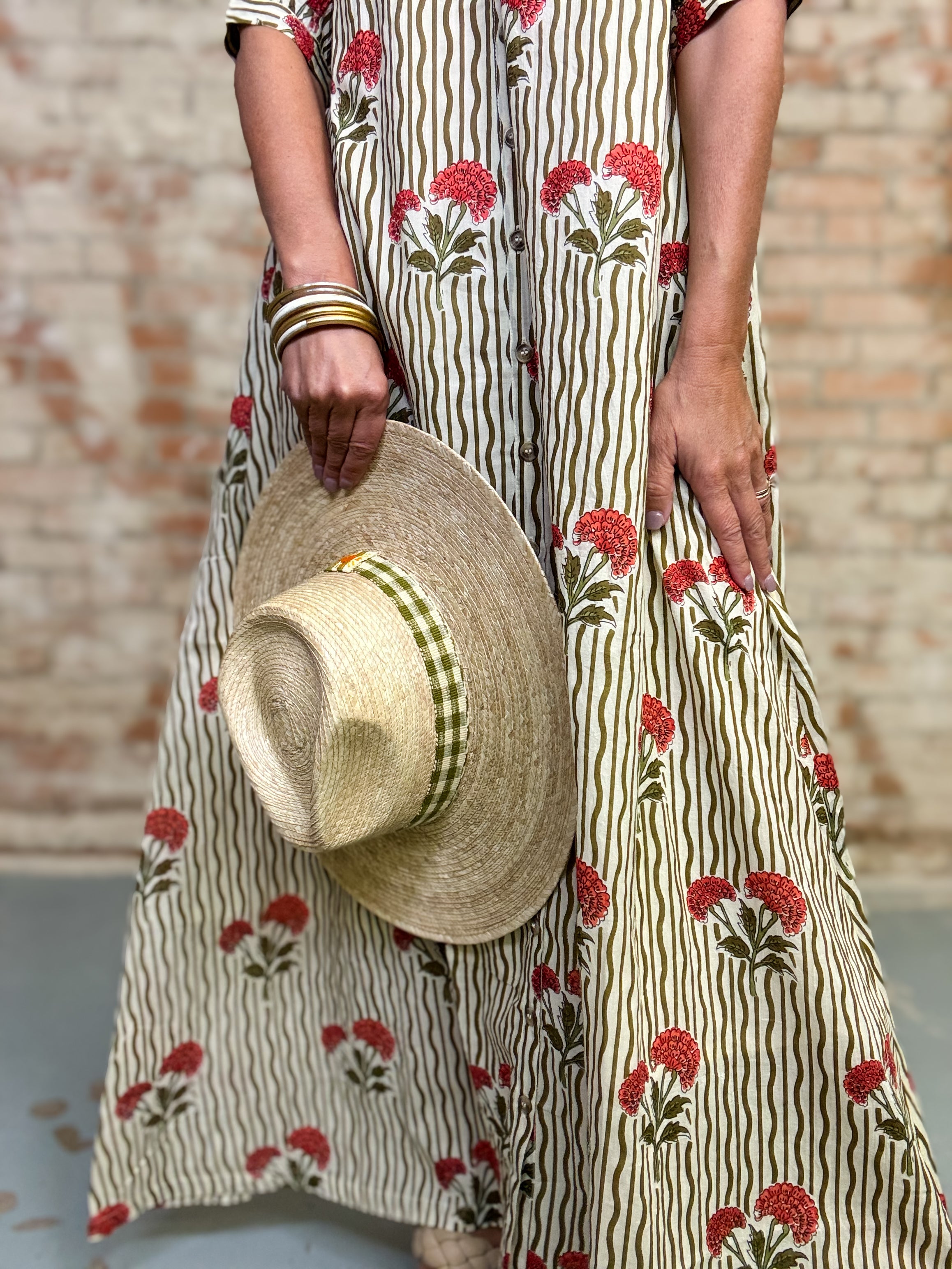 Painted Gingham Palm Hat | Sunshine Tienda