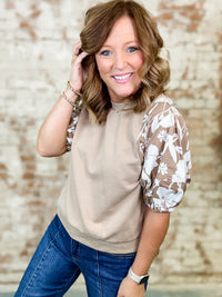 Marcela Floral Accent Sleeve Top