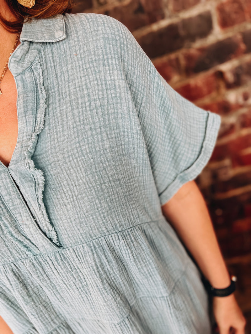 Curvy Mineral Wash Babydoll Dress