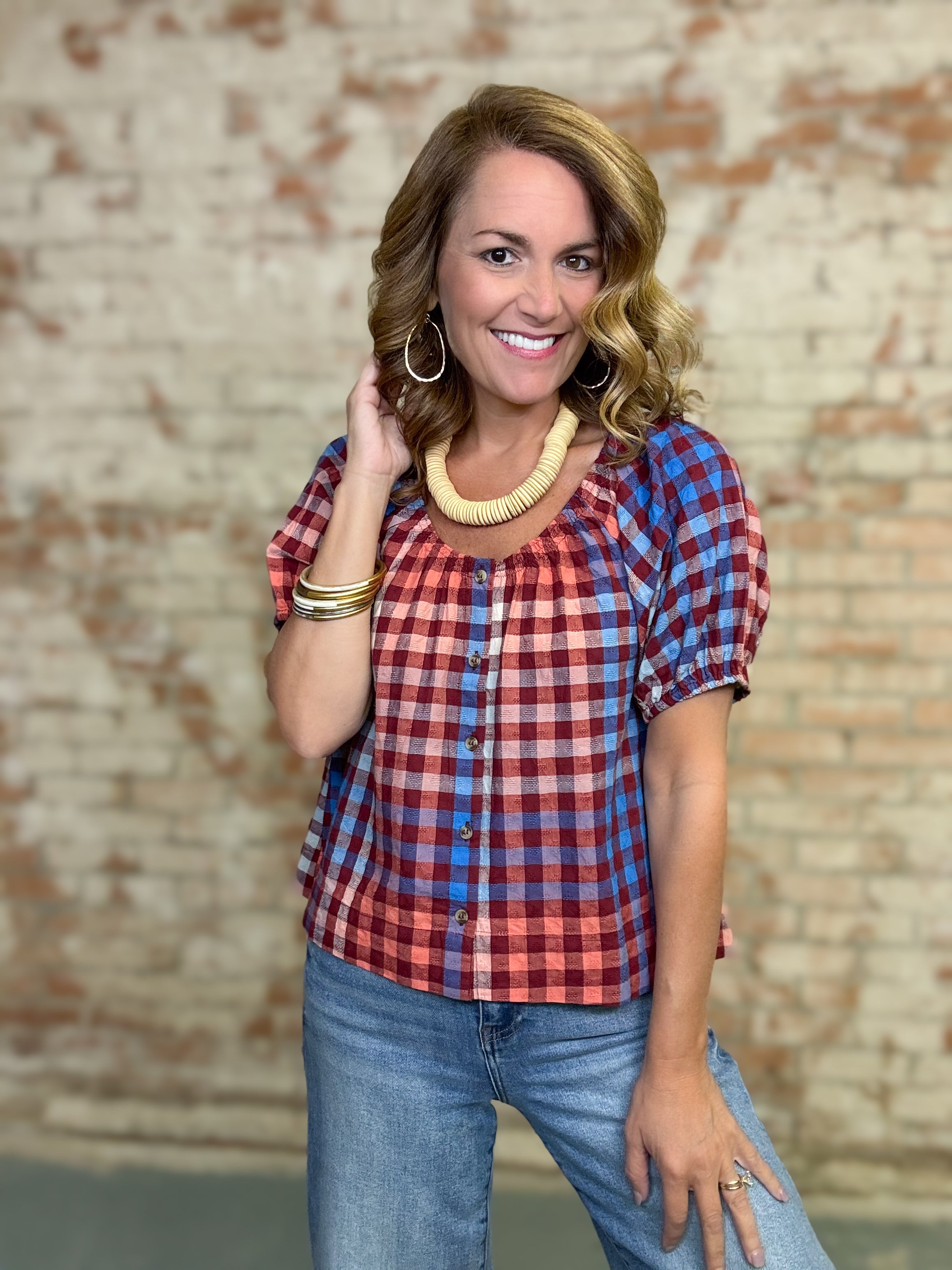 Frances Gingham Top | Sunshine Tienda