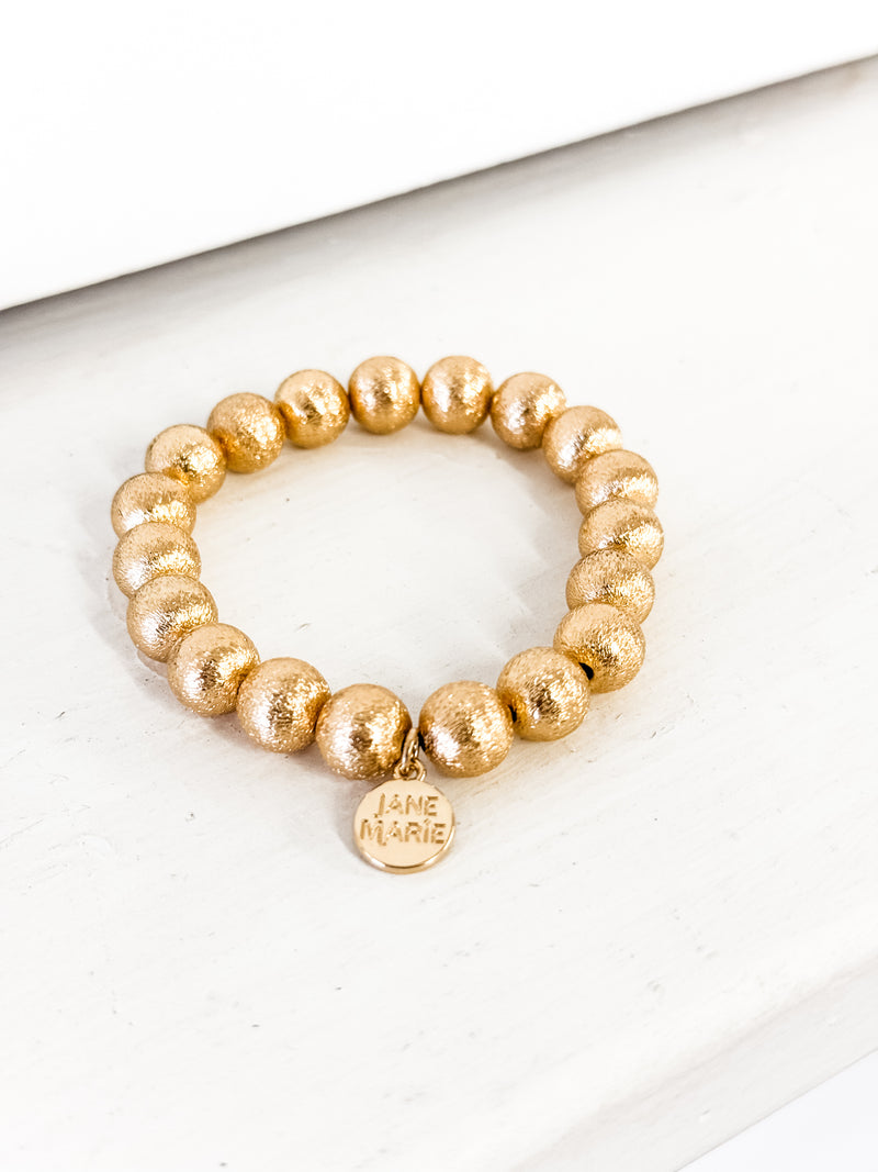 Tonya Textured Gold Bead Bracelet