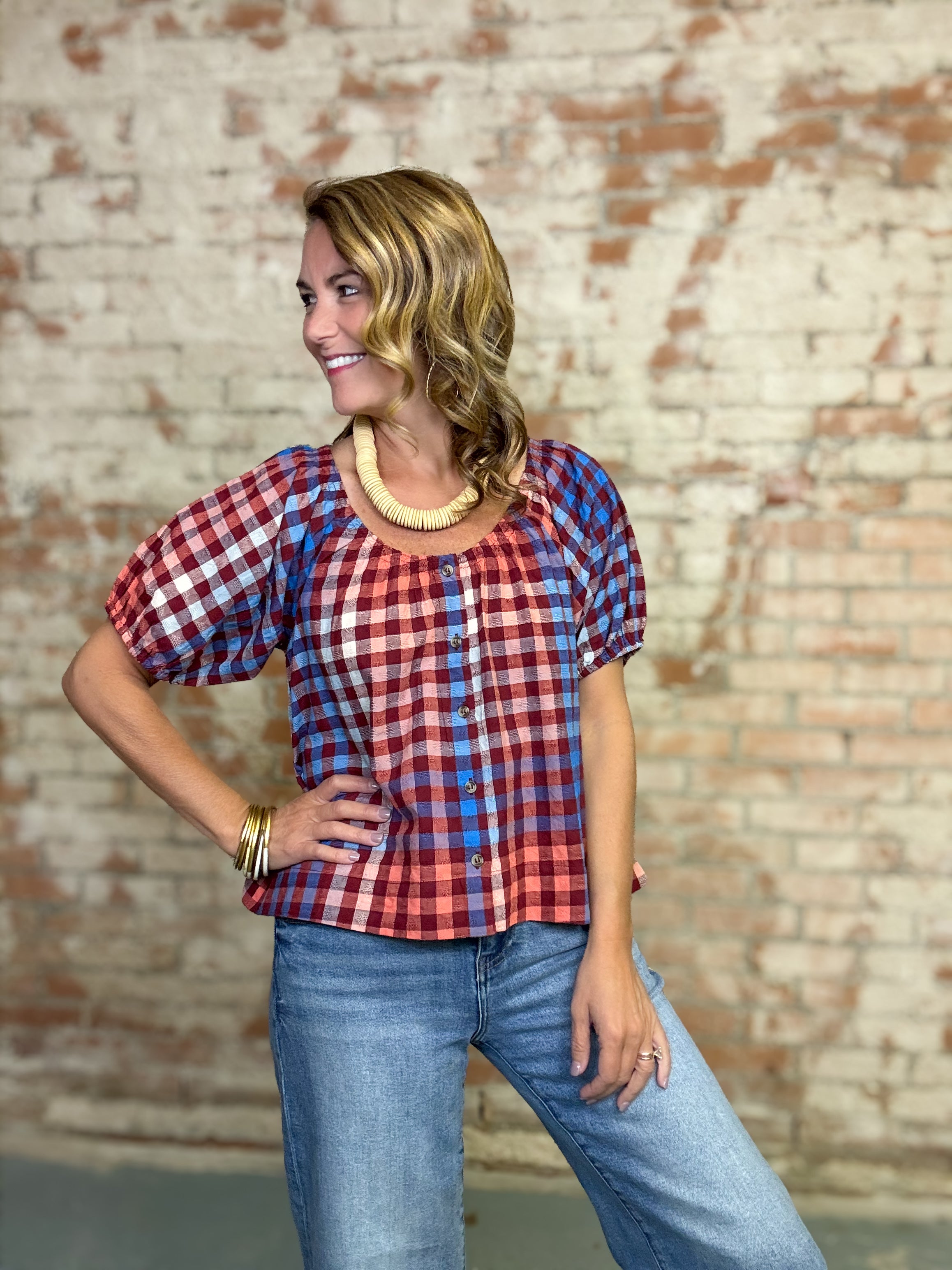 Frances Gingham Top | Sunshine Tienda