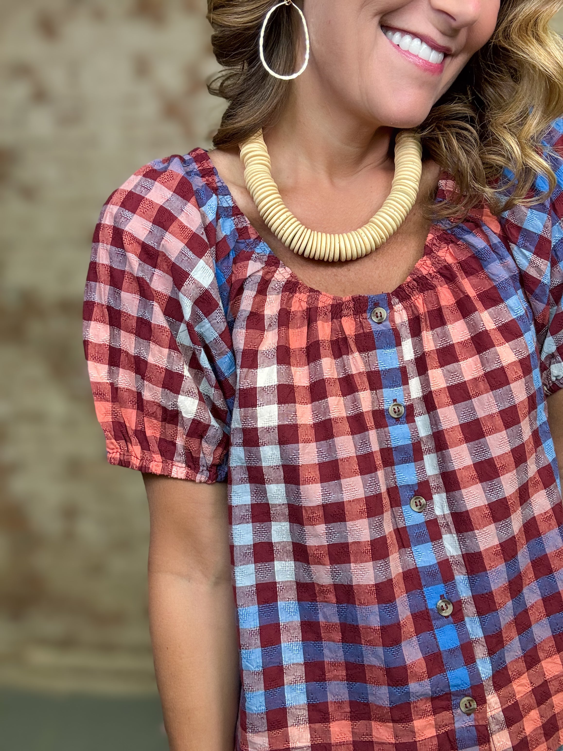 Frances Gingham Top | Sunshine Tienda