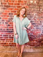 Curvy Button Down Gauze Dress