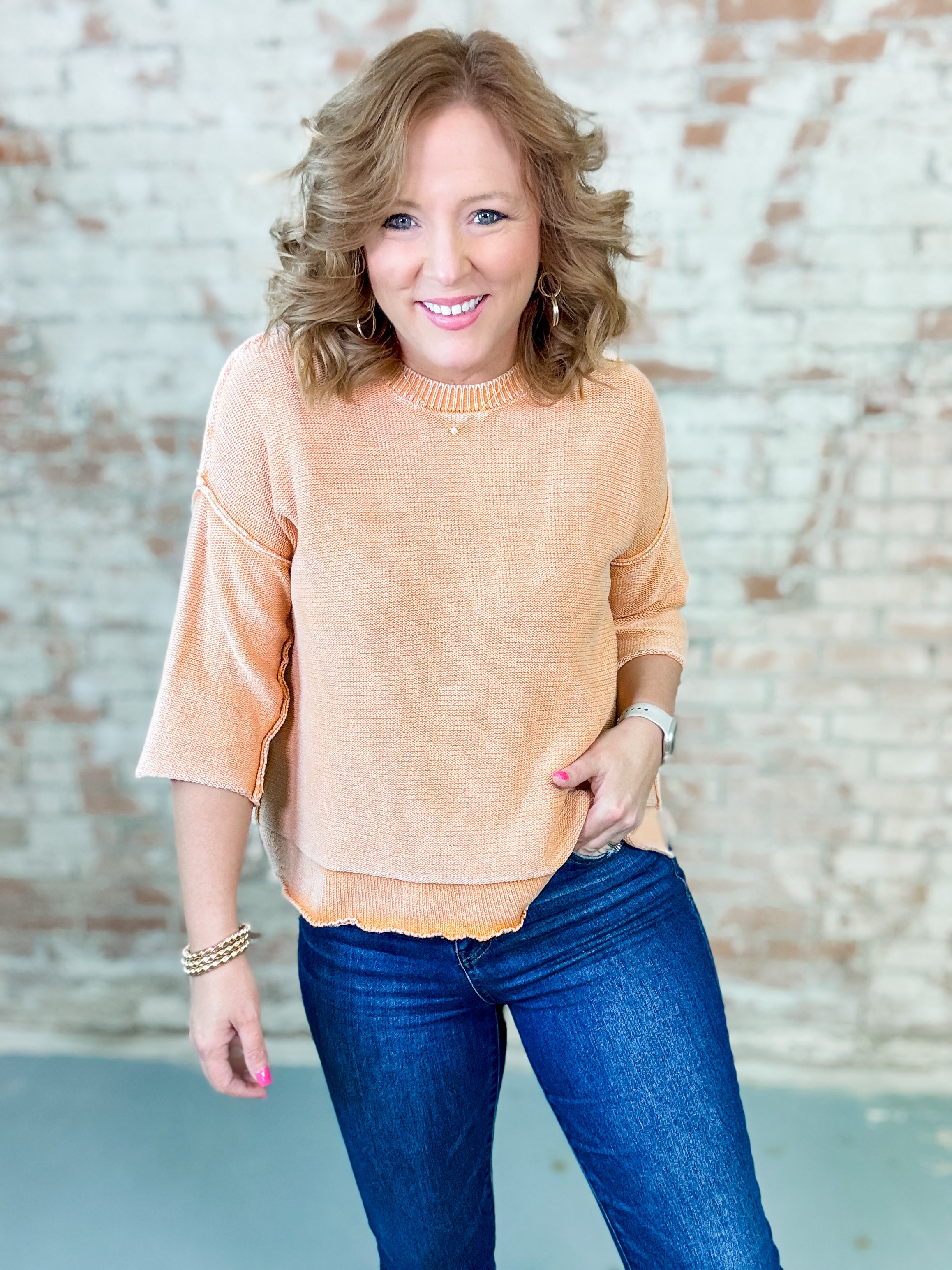 Gretchen Mineral Washed Sweater Top