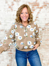 Crawford Floral Sherpa Half Zip Top - FINAL SALE