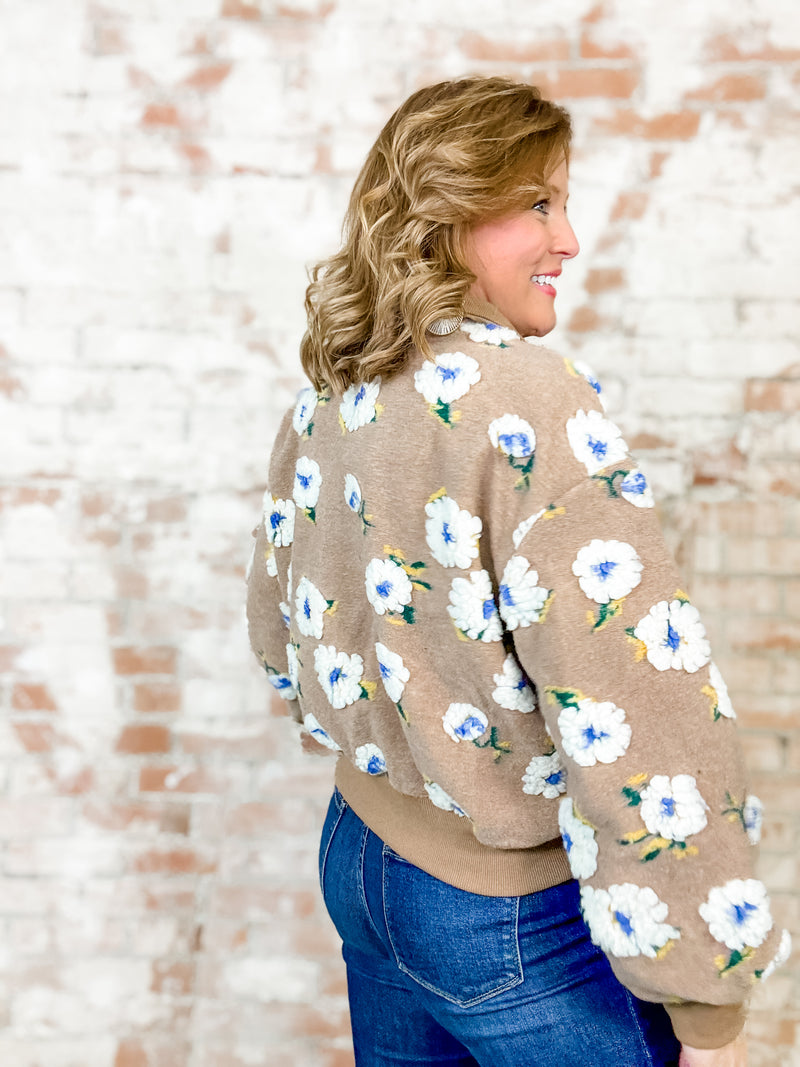 Crawford Floral Sherpa Half Zip Top - FINAL SALE