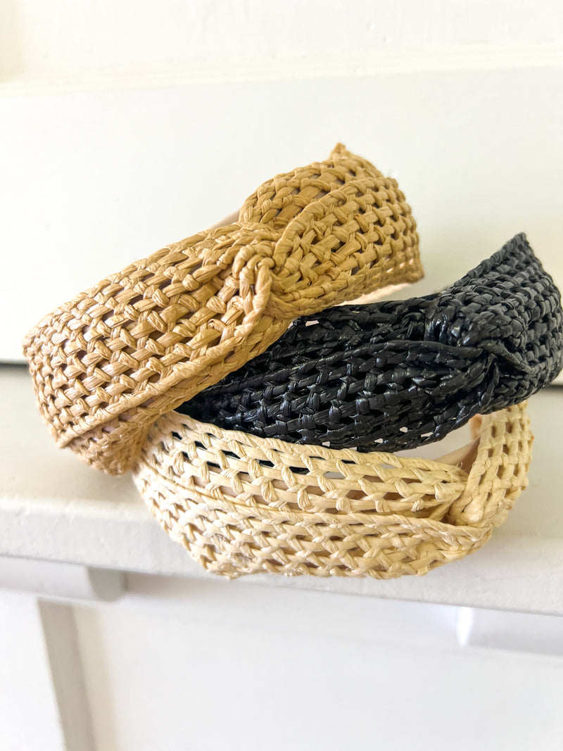 Woven Straw Twist Knot Headband - FINAL SALE