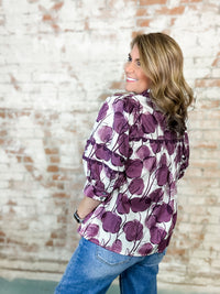 Katie Floral Print Scallop Trim Top