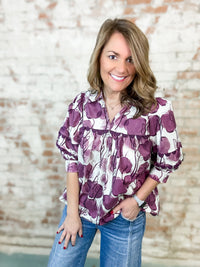 Katie Floral Print Scallop Trim Top