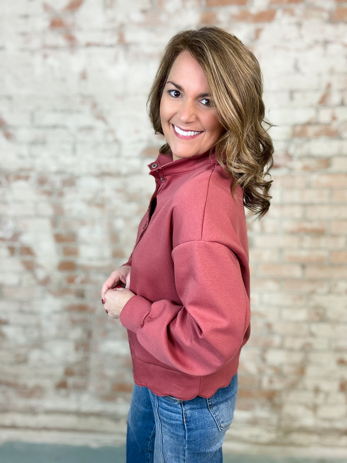 Paige Scallop Edge Pullover Top