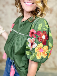 THML Belle Embroidered Sleeve Top
