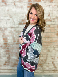 Coppell Wavy Colorblock Crochet Cardigan