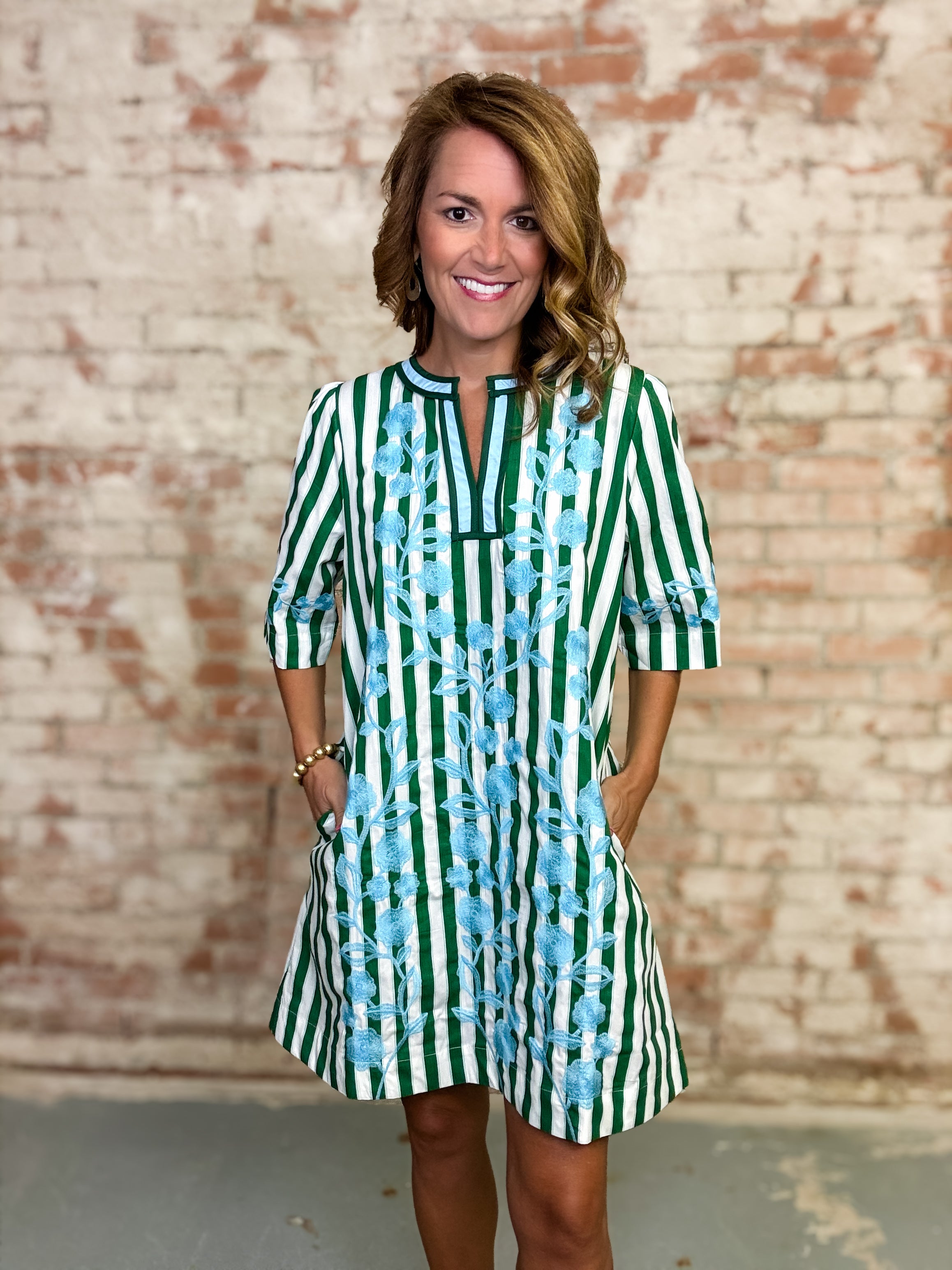 Bradley Stripe Embroidery Dress