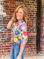 THML Floral Print Mid Sleeve Top