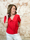 Meryl Red Button Front Top