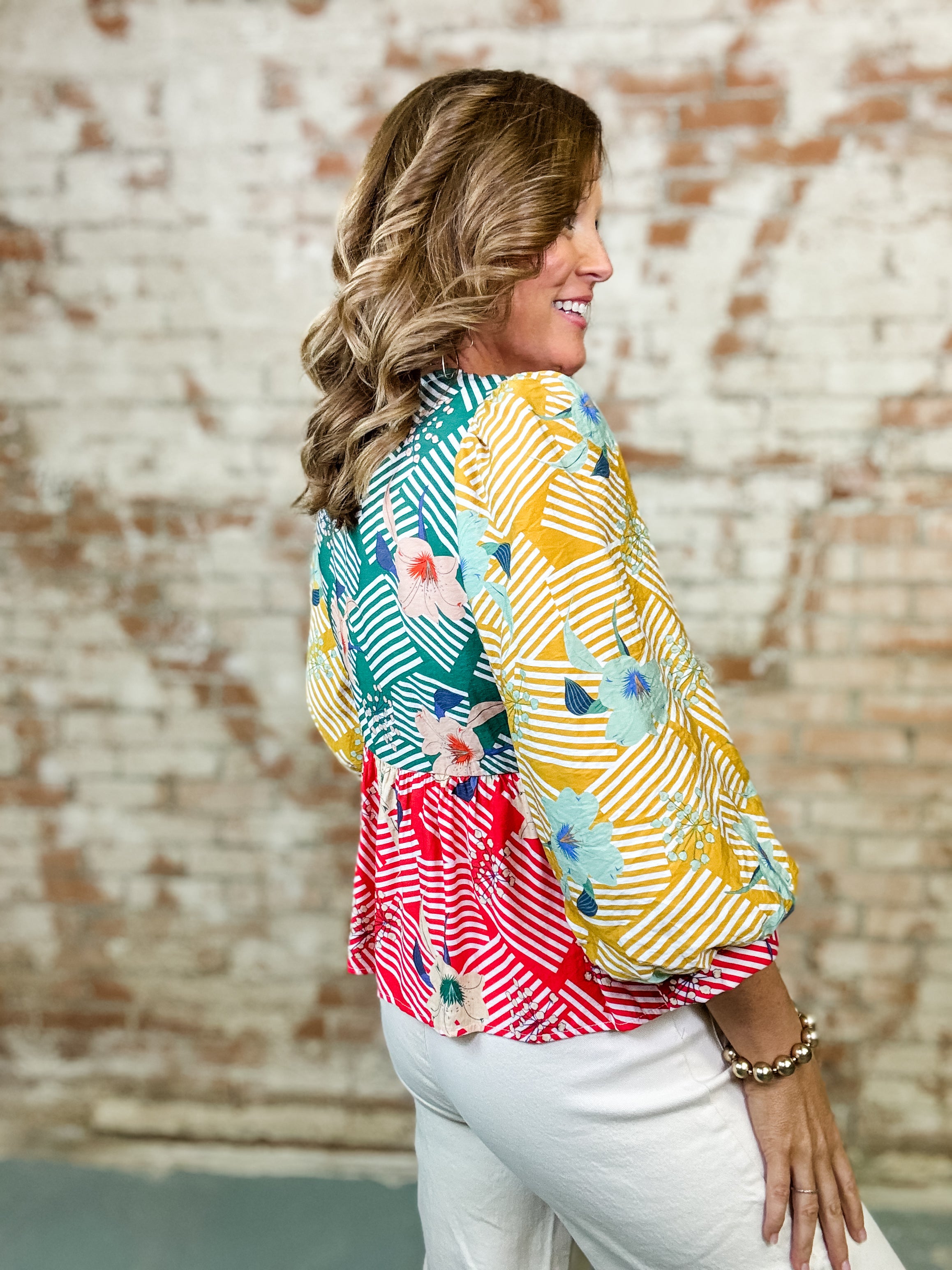 Tabitha Color Block Peplum Top