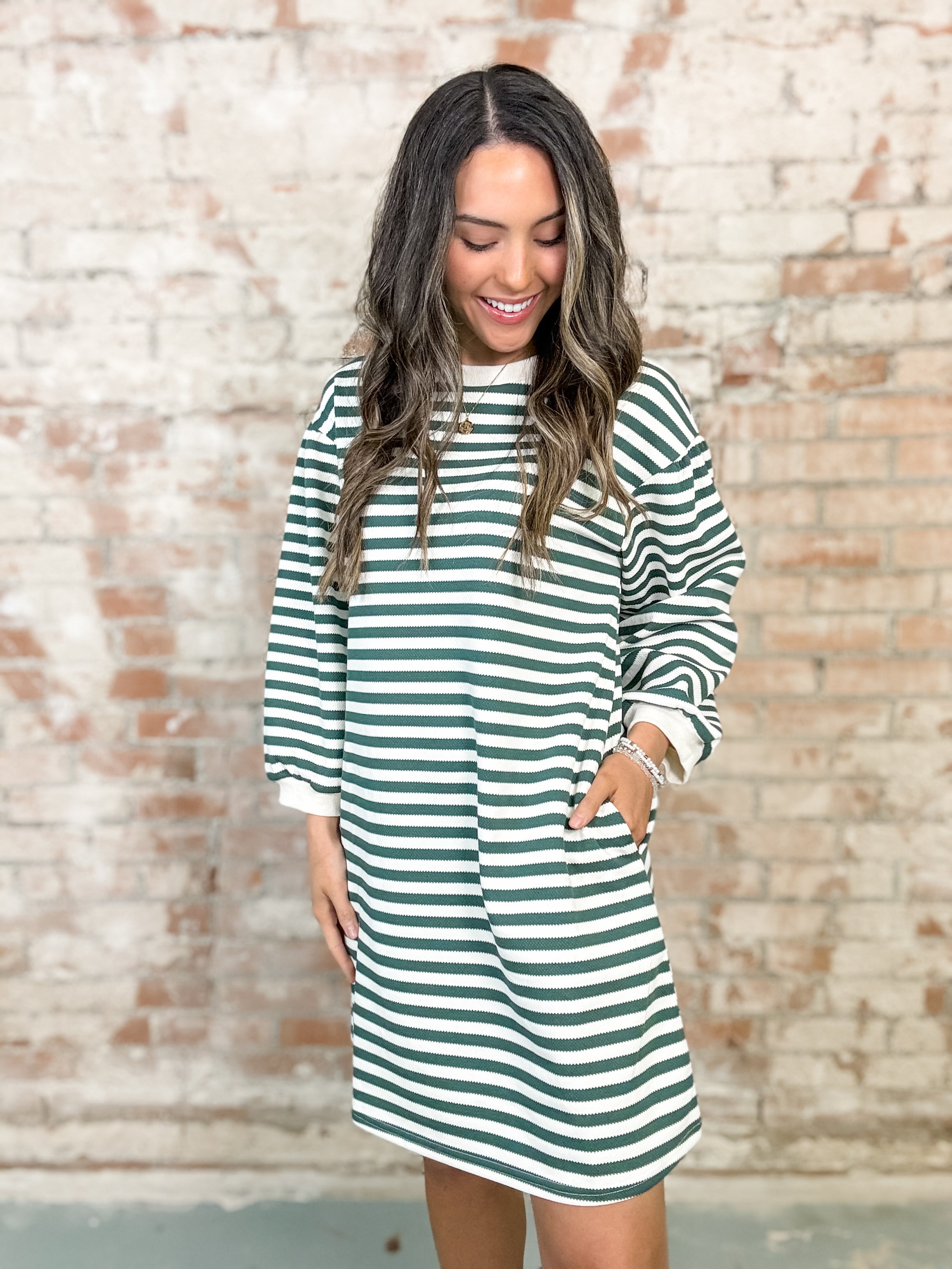 Cream striped dress hotsell