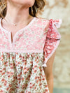 Tobi Floral Flutter Sleeve Top
