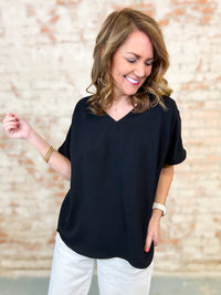 Joan Solid V-Neck Top - FINAL SALE