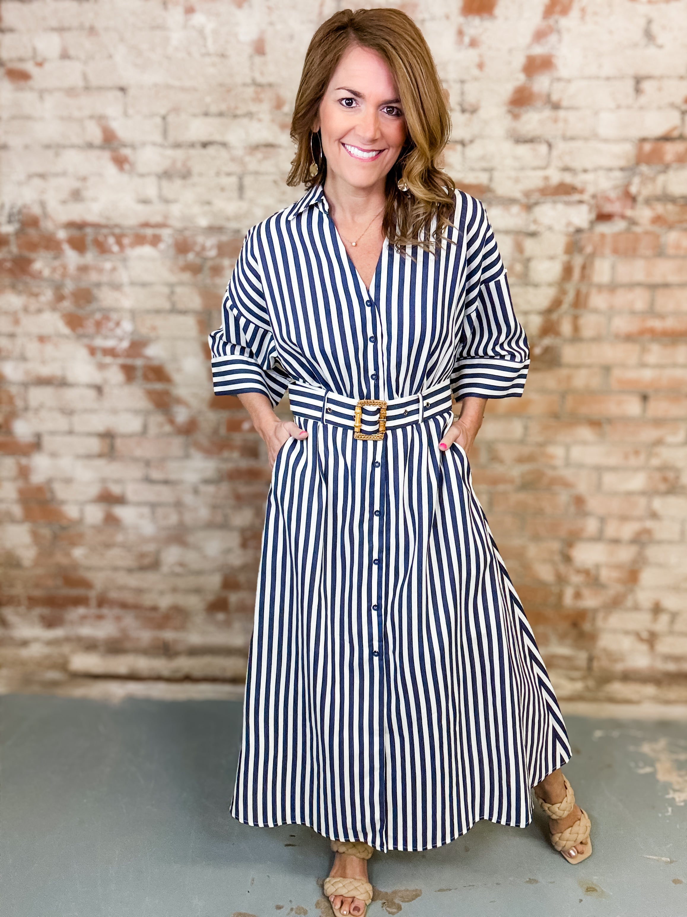 Melody Striped Midi Dress