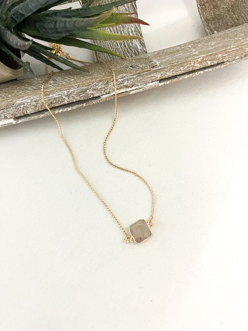 Square Stone Necklace