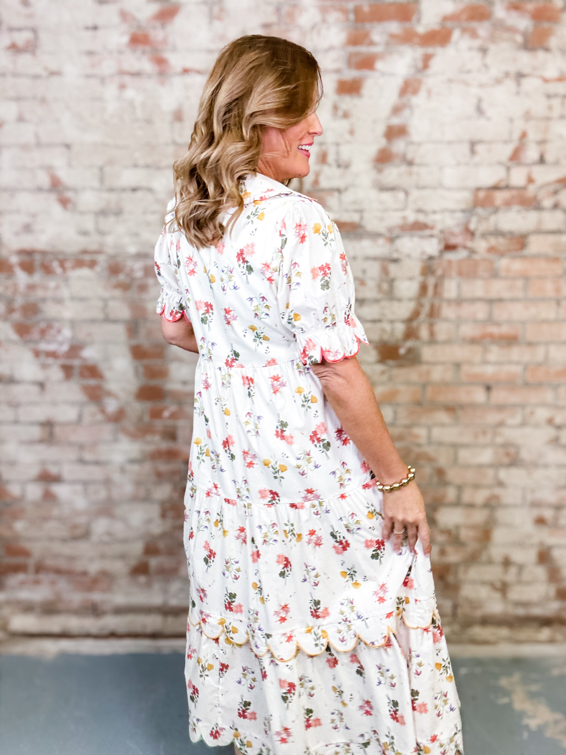 Daniela Scalloped Tiered Dress