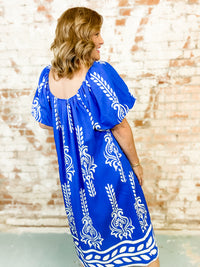 Wendi Blue Print Midi Dress