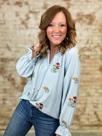 Sara Embroidered Raglan Top