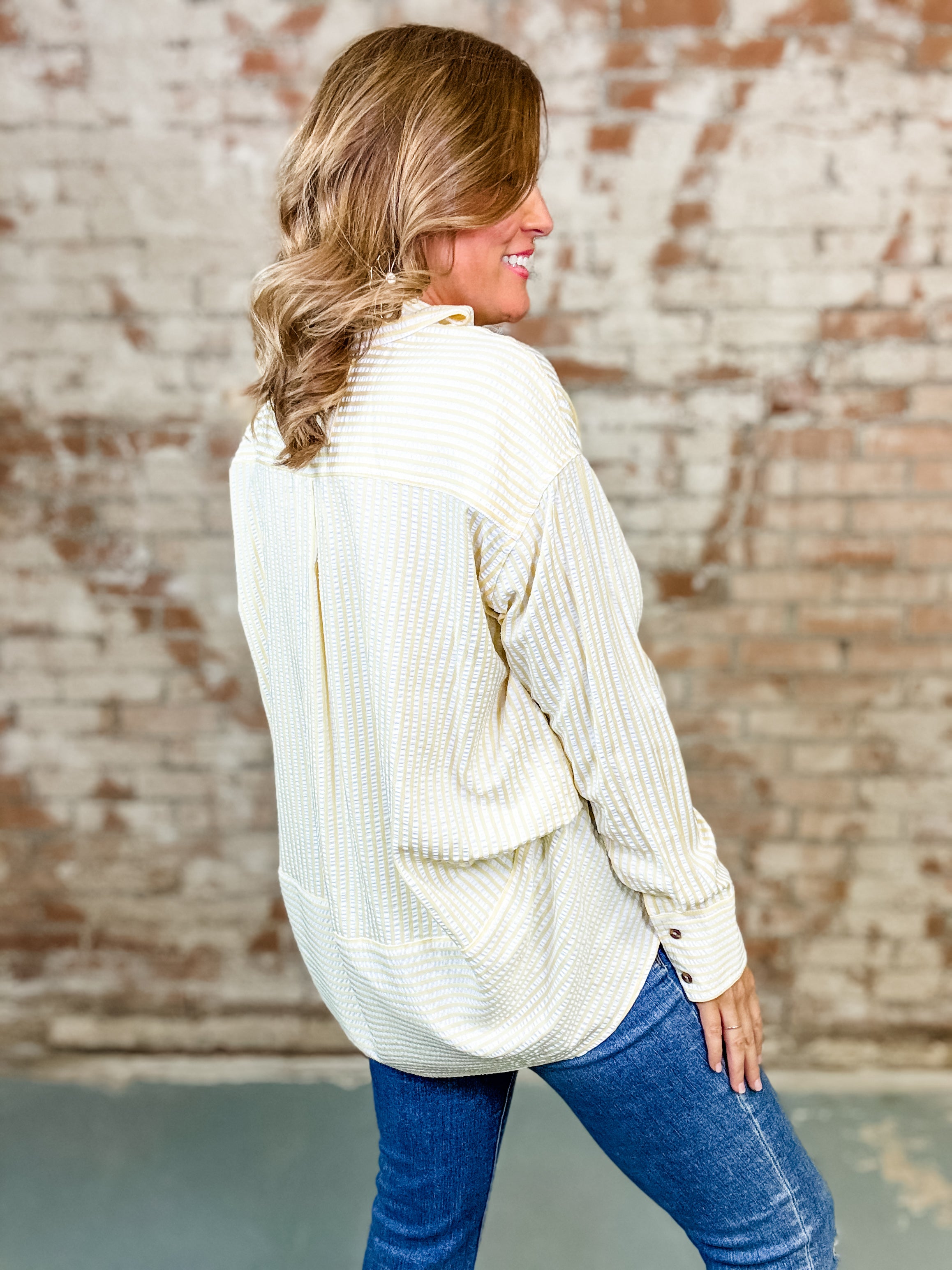 Cora Striped Button-Down Top