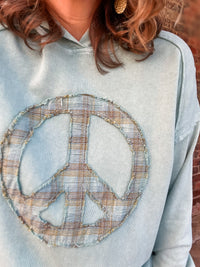 Seafoam Peace Sign Patch Hoodie - FINAL SALE