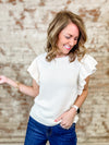 Marjory Ruffled Sleeve Knit Top
