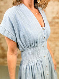 Aurora Pinstripe Smocked Dress