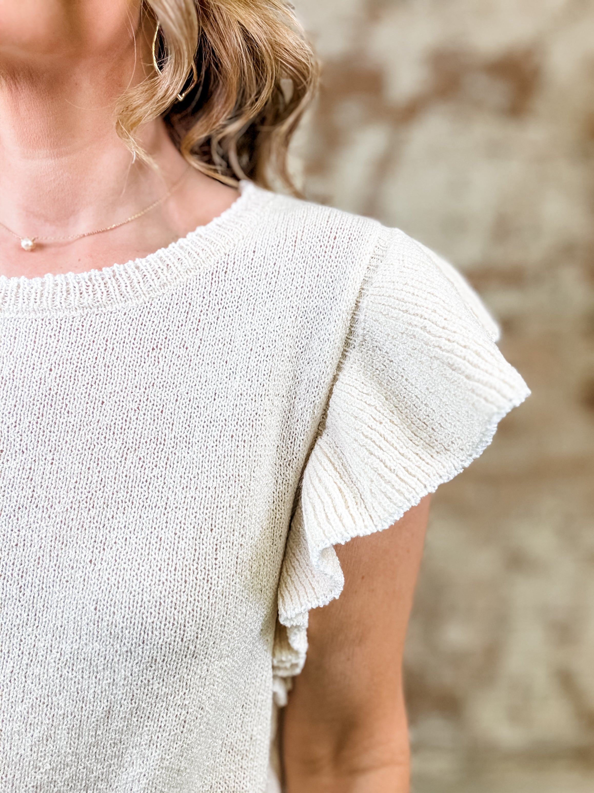 Marjory Ruffled Sleeve Knit Top