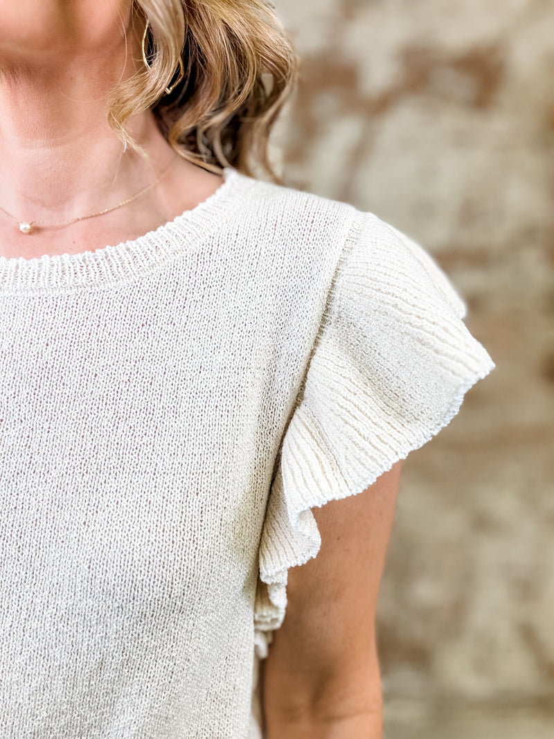 Marjory Ruffled Sleeve Knit Top
