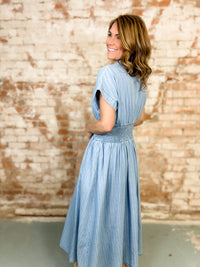 Aurora Pinstripe Smocked Dress