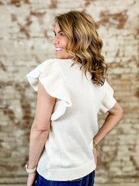 Marjory Ruffled Sleeve Knit Top