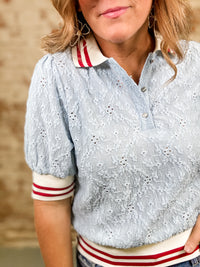 Romelia Textured Eyelet Top