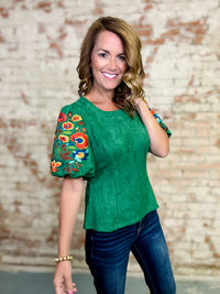 Nelle Embroidered Sleeve Top